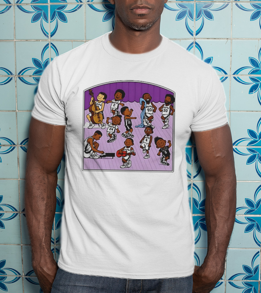 San Antonio Spurs Cartoon Players Music Band Comedy T-Shirt
