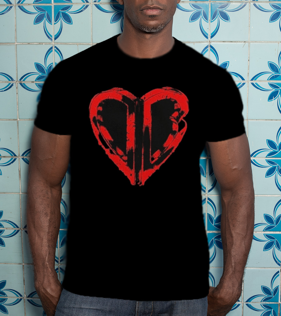 50cent Inferno Red DB Villain Distorted Heart T-Shirt