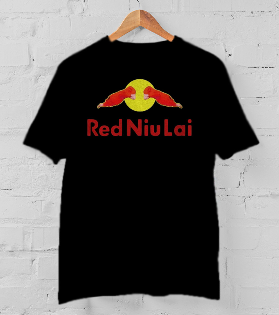 Red Bull Niu Lai Energy Drink Red Niu Lai Yellow Circle T-Shirt