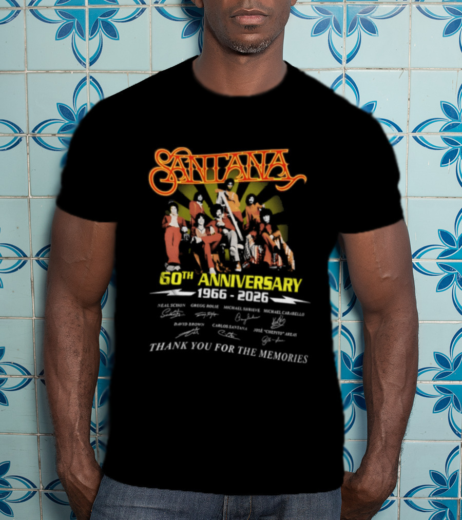 Santana 60th Anniversary 1966 2026 Thank You For The Memories Signatures T-Shirt