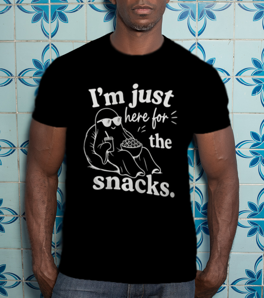 I'm Just Here For The Snacks Sloth Eating Popcorn T-Shirt
