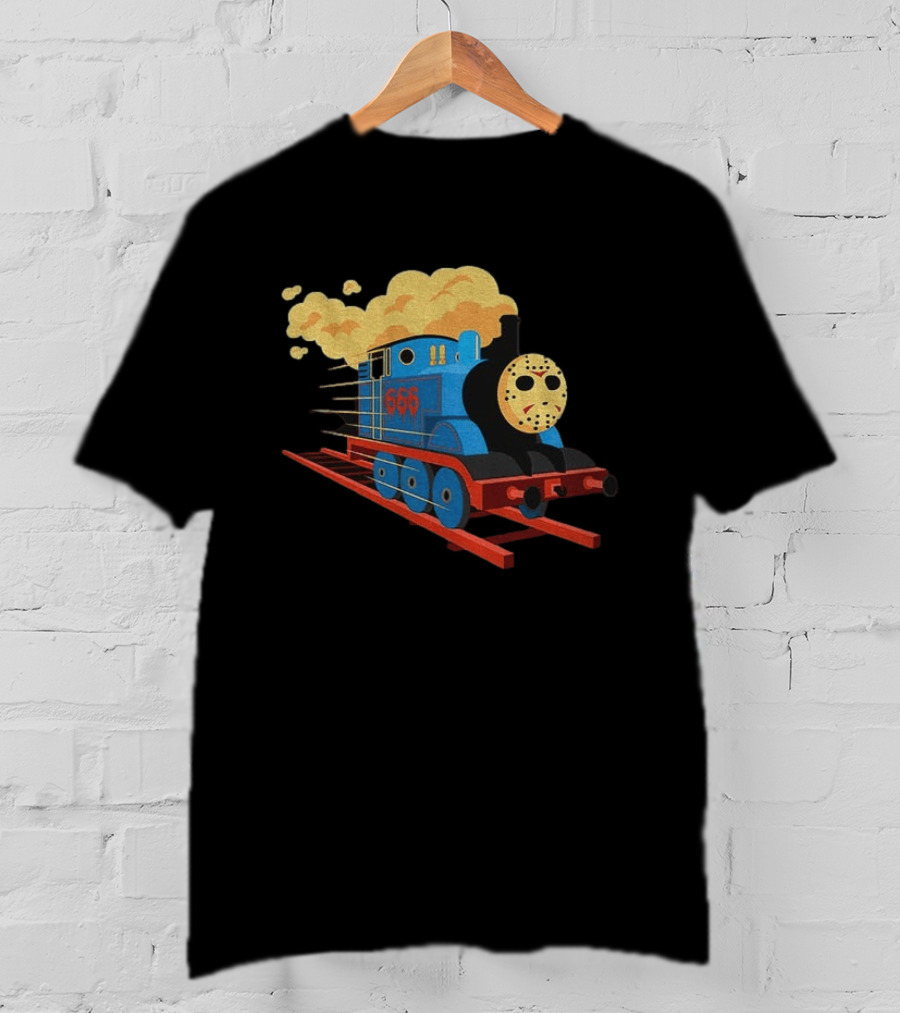 Thomas The Tank Engine Jason Voorhees Mask 666 Railway To Hell T-Shirt