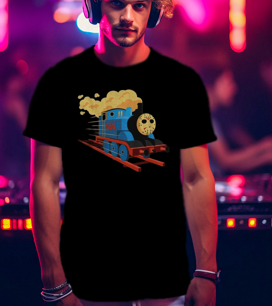 Thomas The Tank Engine Jason Voorhees Mask 666 Railway To Hell T-Shirt