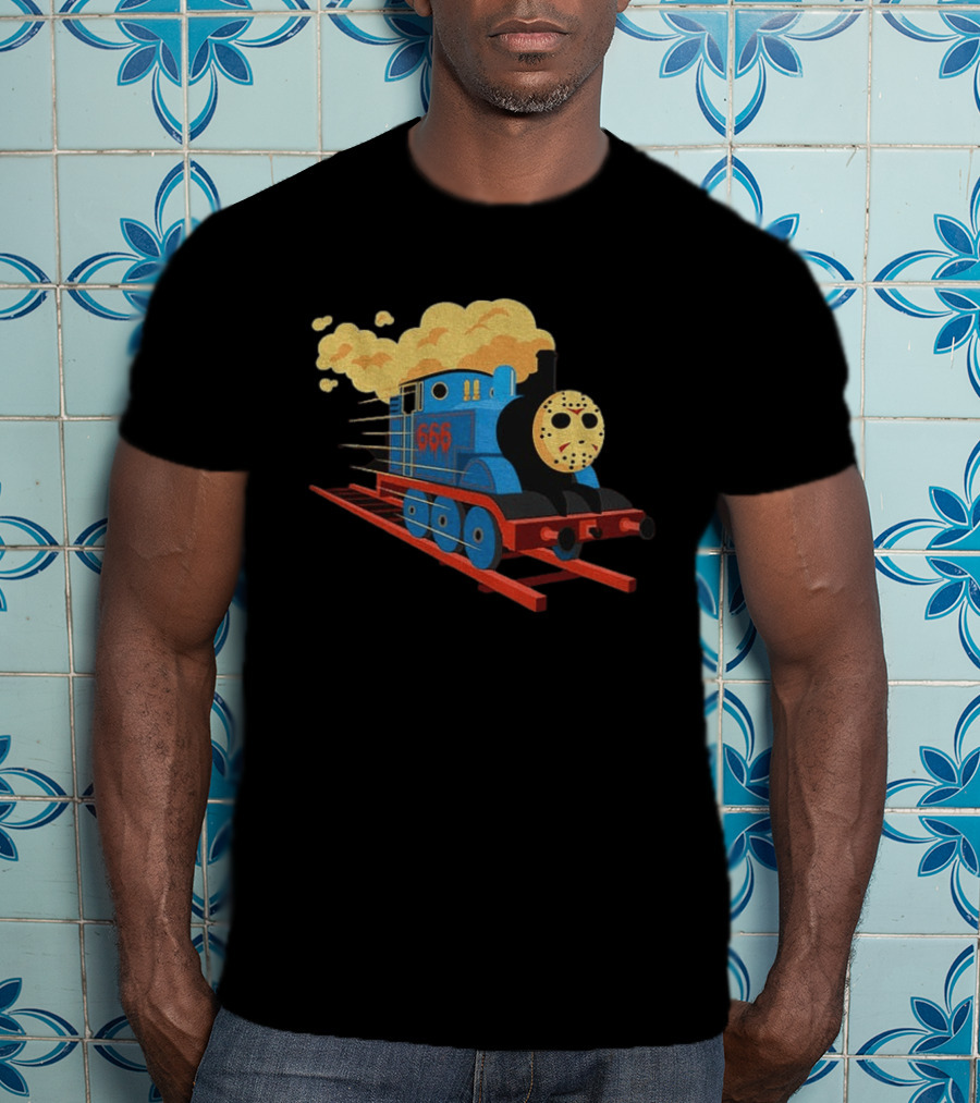 Thomas The Tank Engine Jason Voorhees Mask 666 Railway To Hell T-Shirt