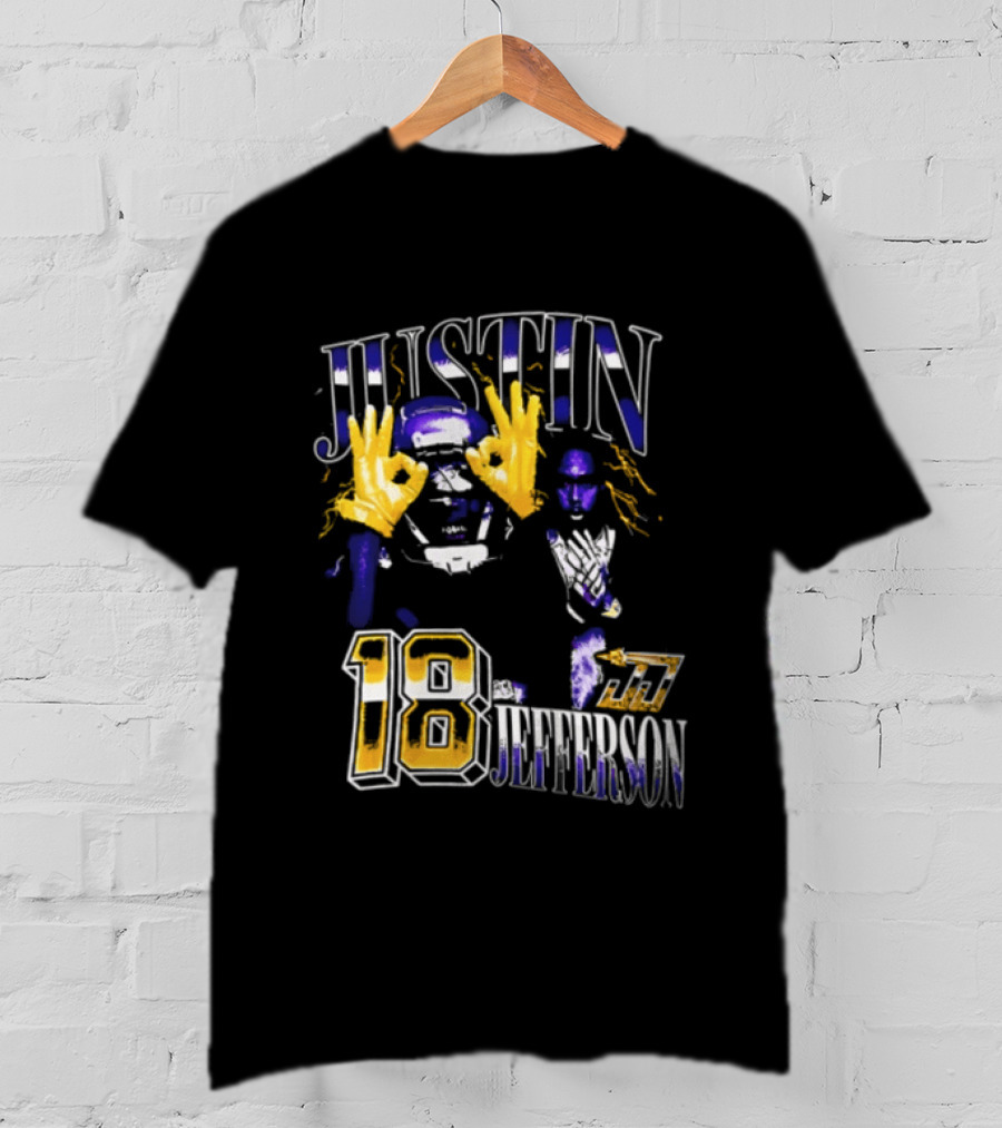 Justin Jefferson 18 Gold Gloves Lightning Bootleg Player Photos T-Shirt