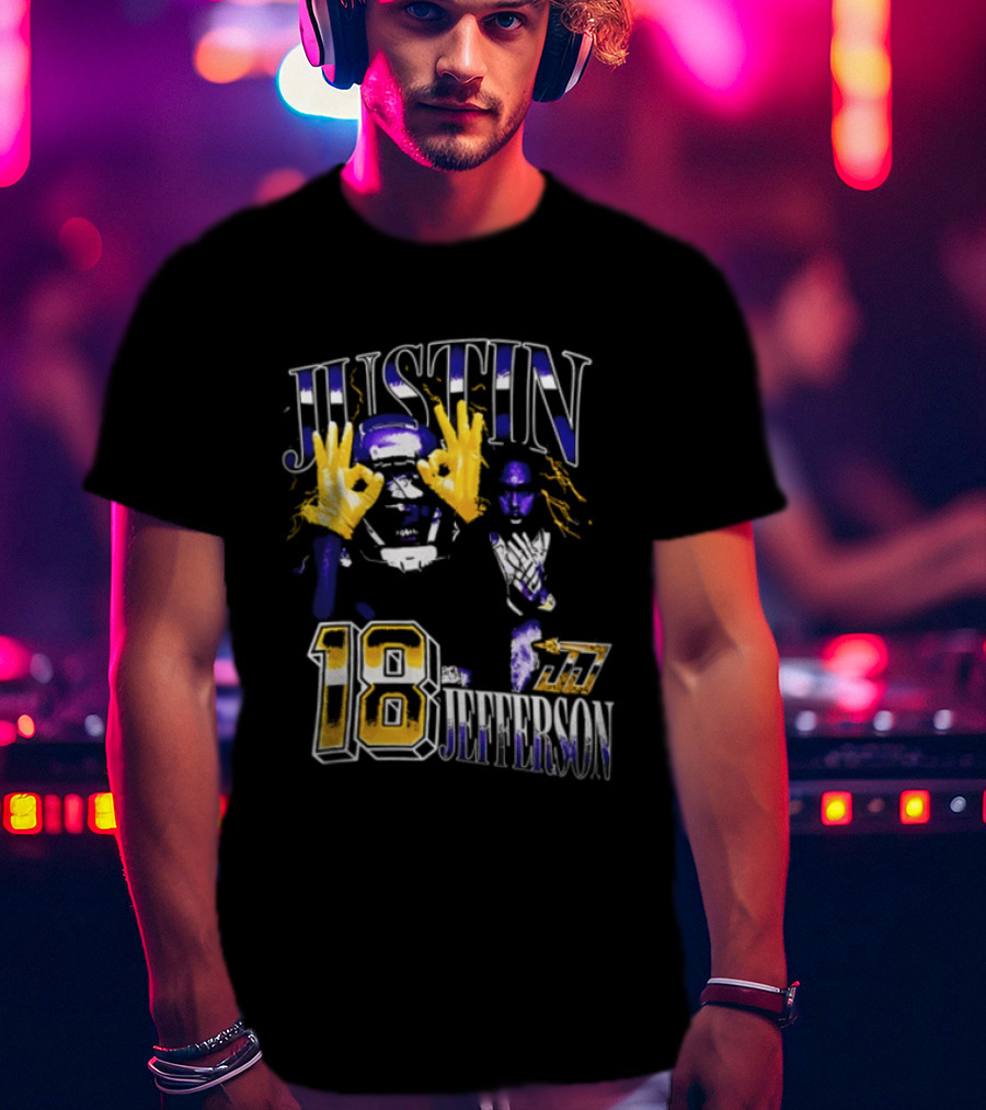 Justin Jefferson 18 Gold Gloves Lightning Bootleg Player Photos T-Shirt