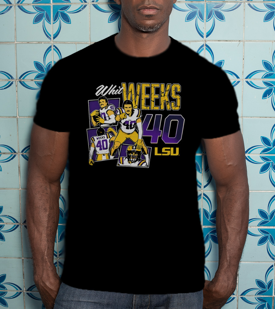 Whit Weeks LSU Tigers Number 40 College Football Collage T-Shirt