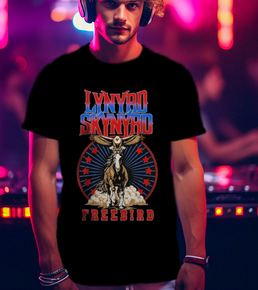 Lynyrd Skynyrd Freebird Eagle Horse Red Stars T-Shirt
