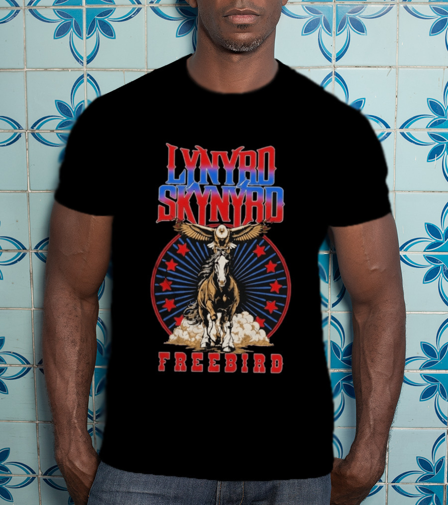 Lynyrd Skynyrd Freebird Eagle Horse Red Stars T-Shirt