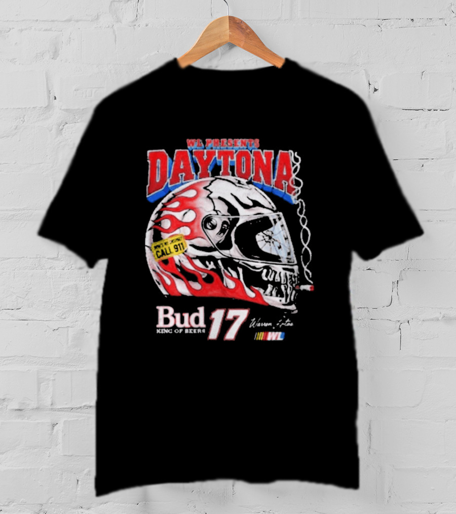 WL Present Daytona Bud King Of Beers 17 Racing Helmet Flame Design 2026 T-Shirt