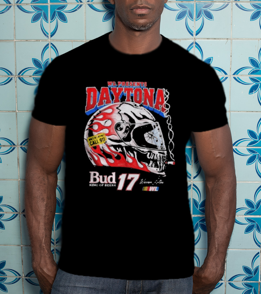 WL Present Daytona Bud King Of Beers 17 Racing Helmet Flame Design 2026 T-Shirt