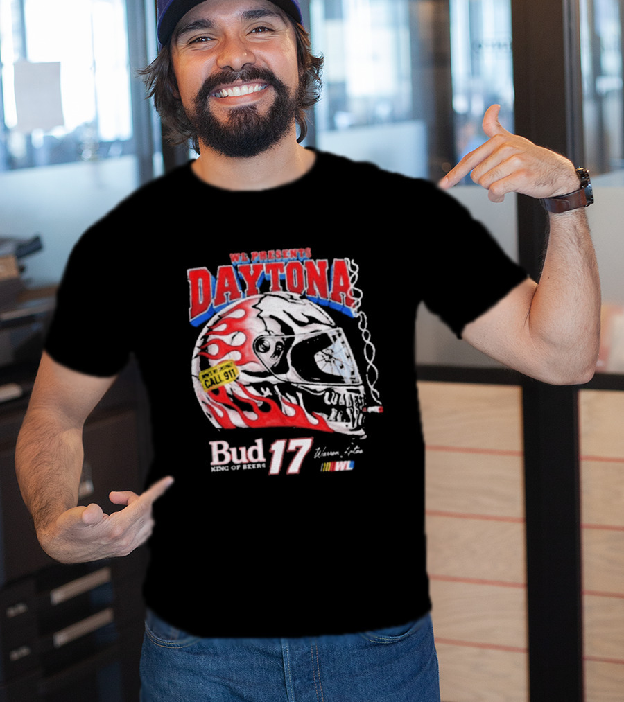 WL Present Daytona Bud King Of Beers 17 Racing Helmet Flame Design 2026 T-Shirt