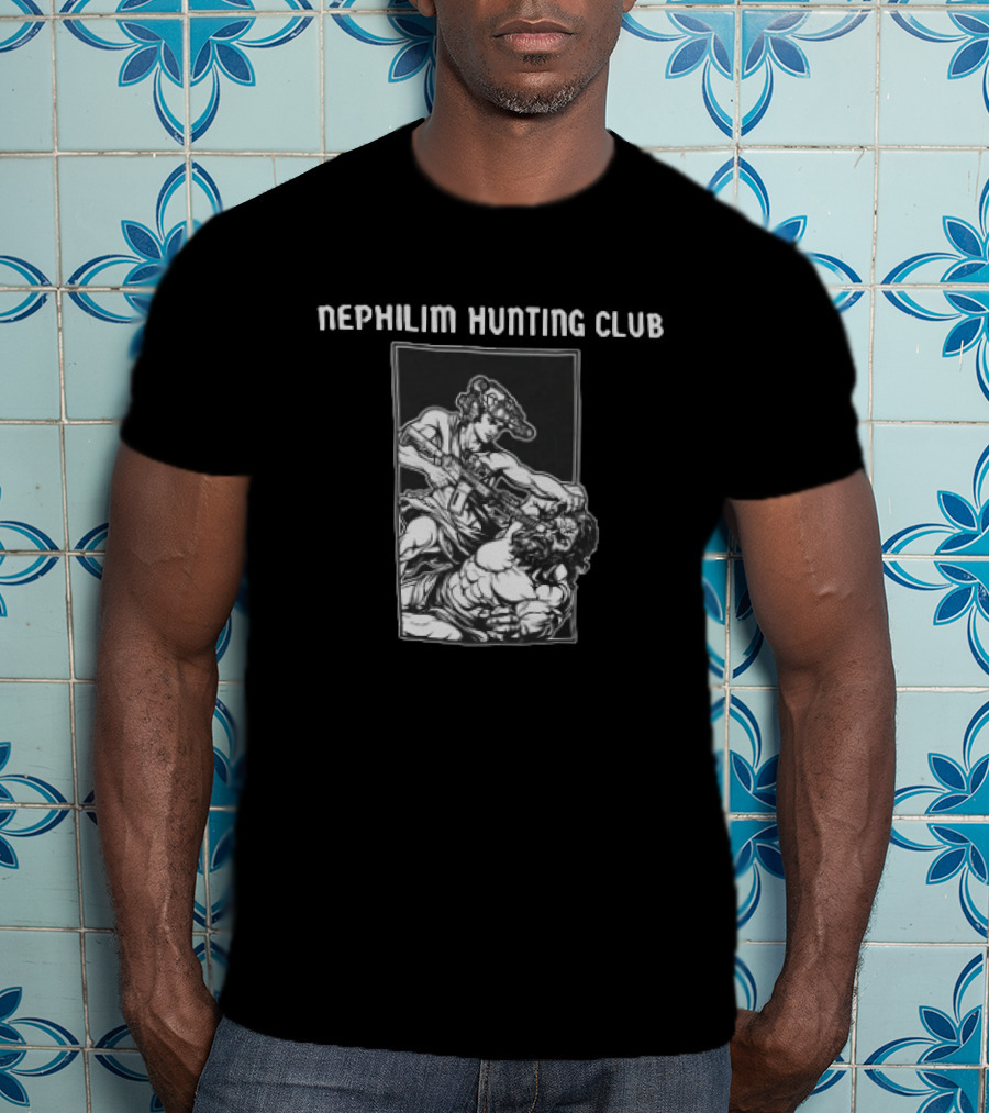 Nephilim Hunting Club Mythical Warrior Battle Scene T-Shirt