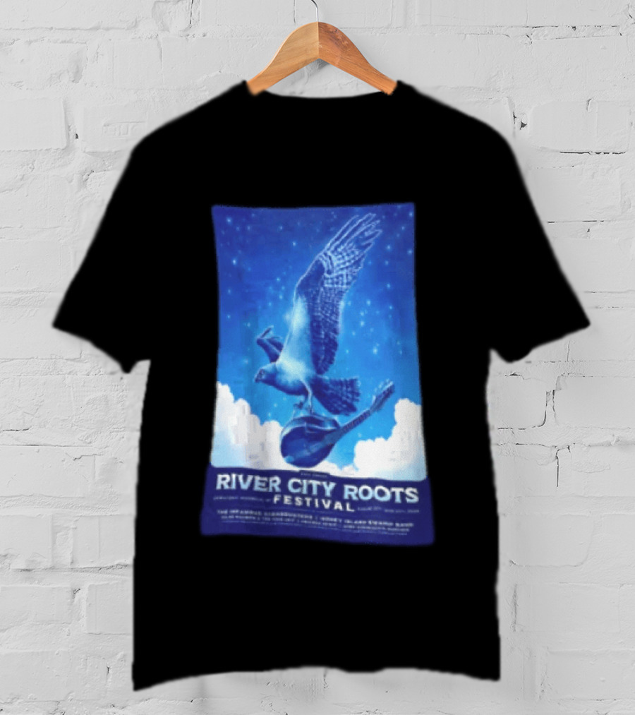 River City Roots Festival 2026 Missoula MT 20th Annual Event Bird And Mandolin T-Shirt