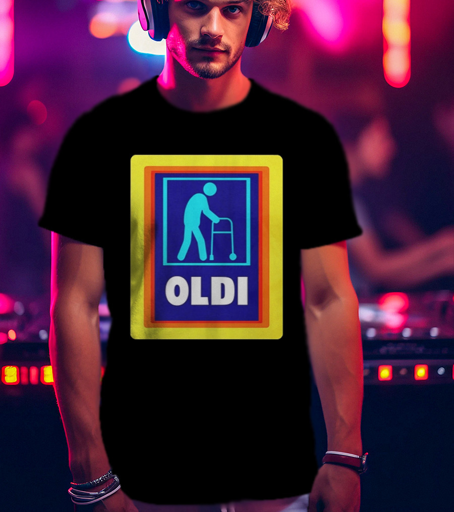 Oldi Elderly Walker Parody Aldi T-Shirt