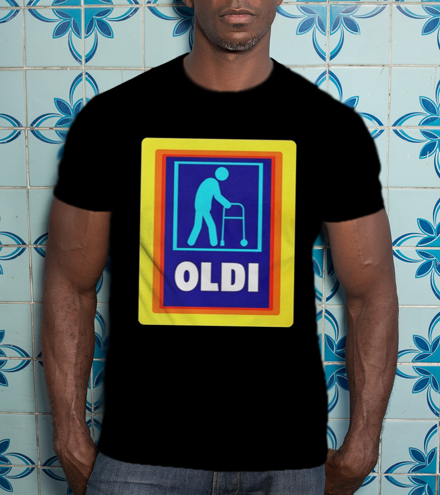 Oldi Elderly Walker Parody Aldi T-Shirt