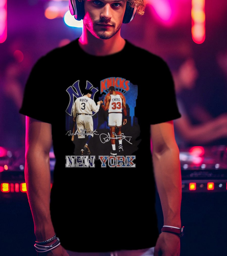 New York Ruth Ewing Yankees Knicks Legends T-Shirt