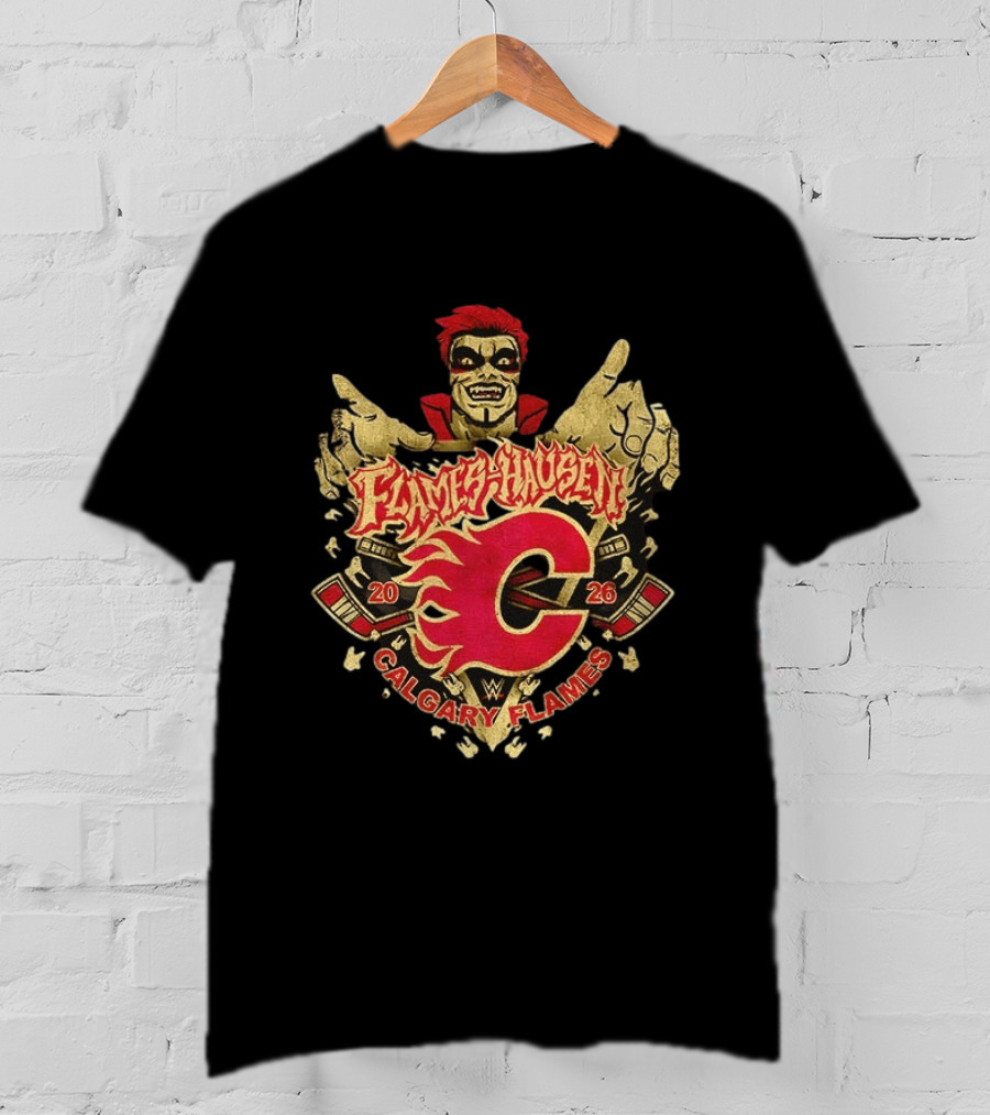 Flamehausen Calgary Flames WWE 2026 Collaboration Danhausen Summer Tour T-Shirt