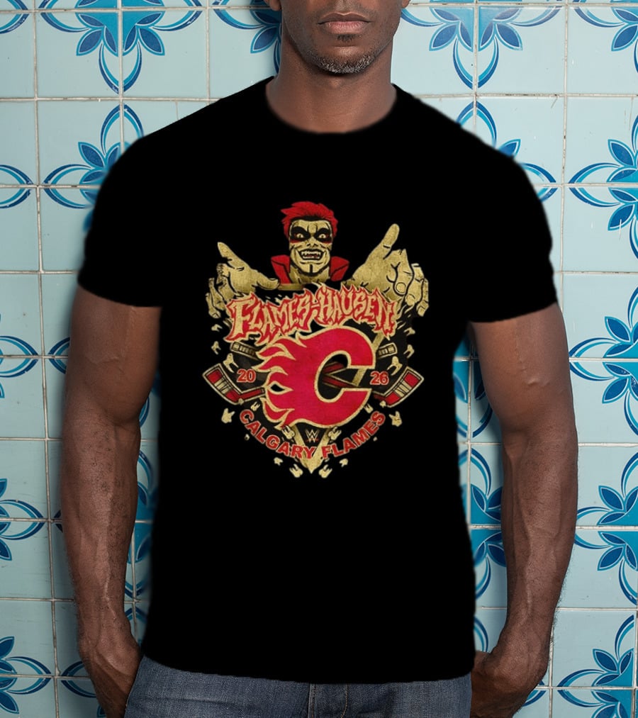 Flamehausen Calgary Flames WWE 2026 Collaboration Danhausen Summer Tour T-Shirt