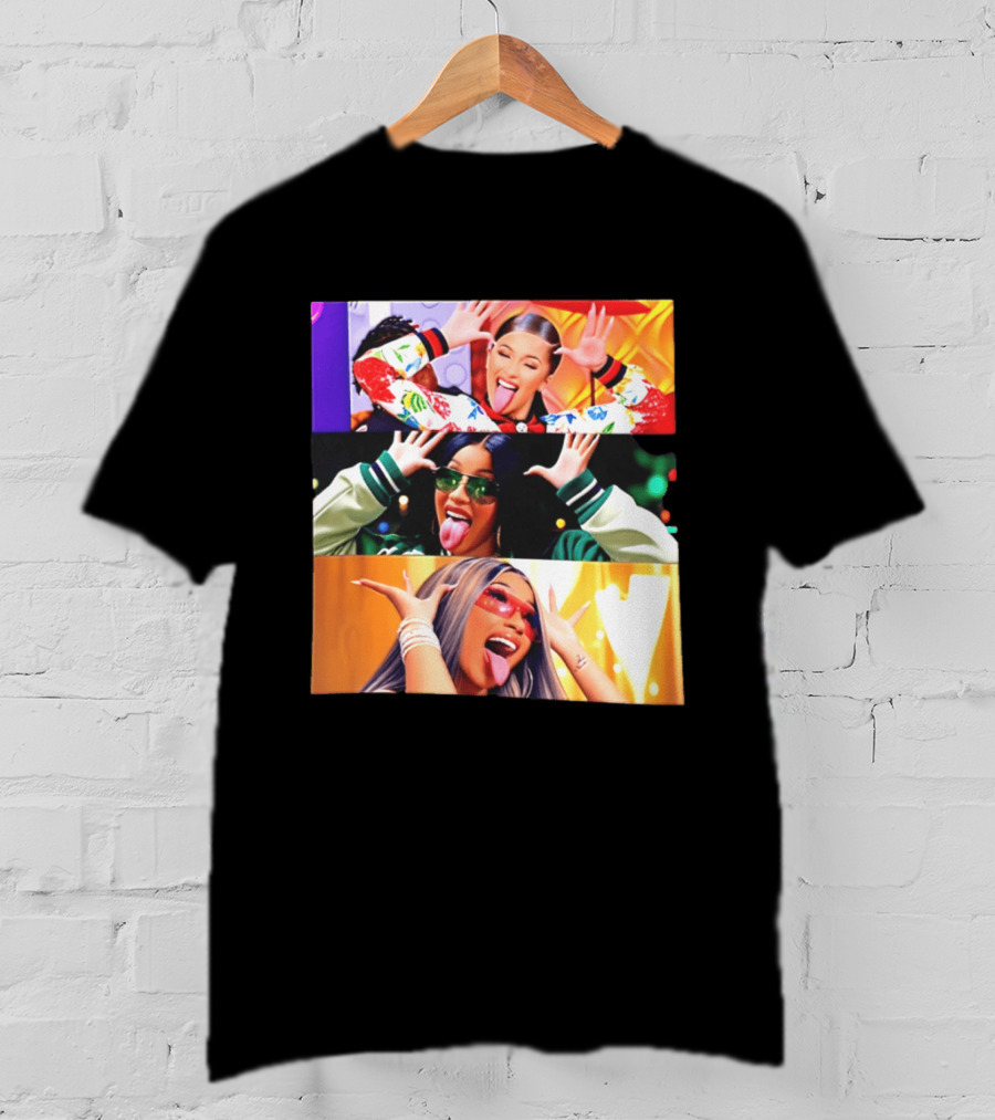 Cardi B Funny Faces Tongue Out Rapper Hip Hop Celebrity T-Shirt