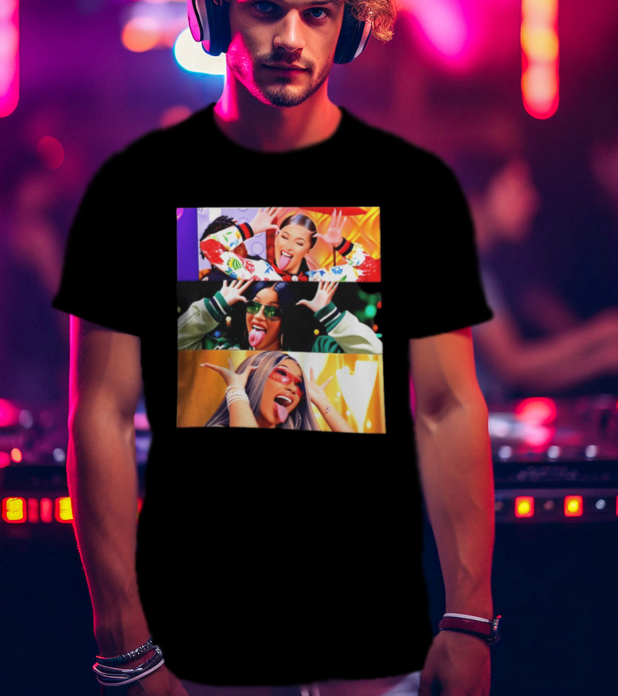 Cardi B Funny Faces Tongue Out Rapper Hip Hop Celebrity T-Shirt