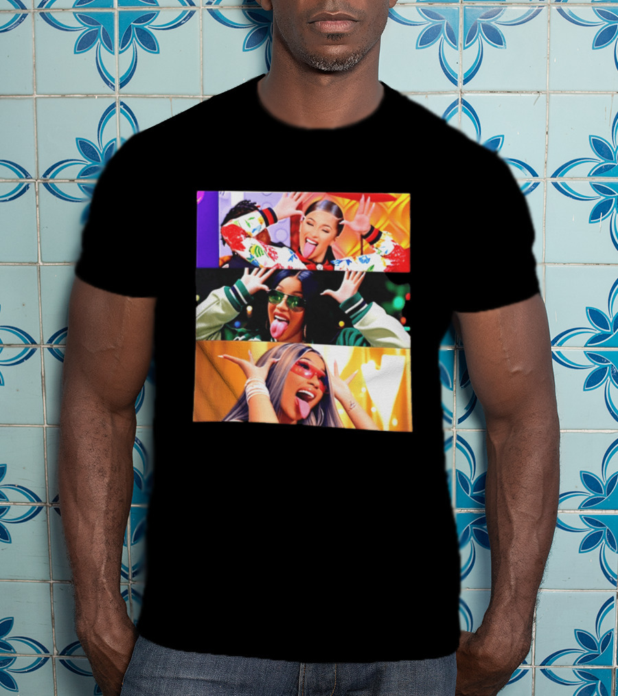 Cardi B Funny Faces Tongue Out Rapper Hip Hop Celebrity T-Shirt