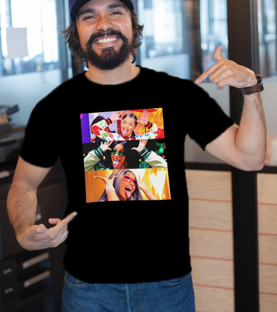 Cardi B Funny Faces Tongue Out Rapper Hip Hop Celebrity T-Shirt