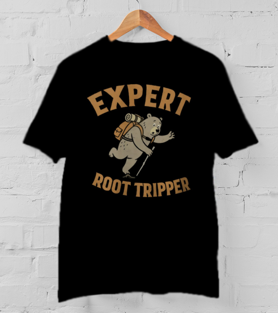 Expert Backpacking Bear Root Tripper Hiking Adventure T-Shirt