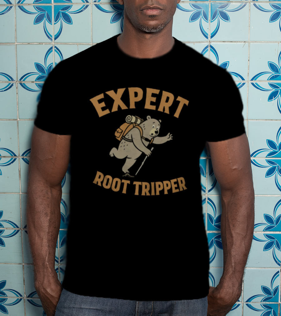 Expert Backpacking Bear Root Tripper Hiking Adventure T-Shirt