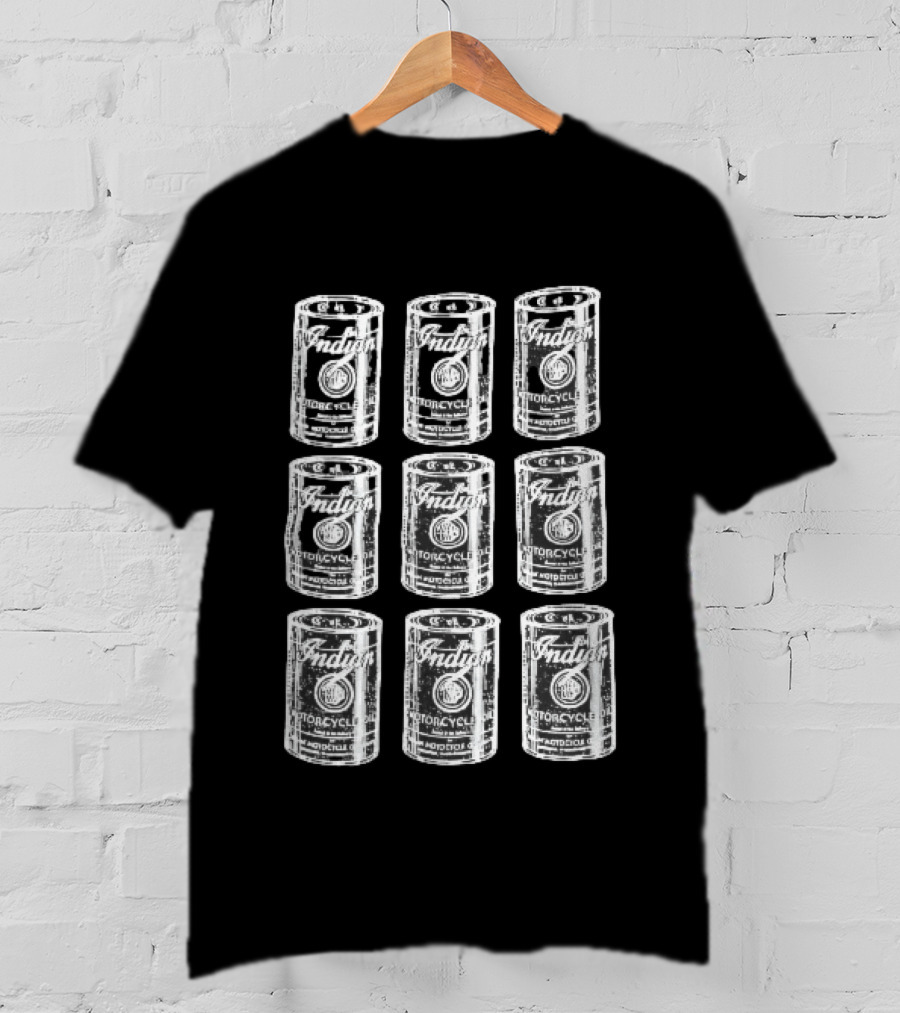 Indian Motorcycle Oil Distressed Vintage Cans Grid T-Shirt