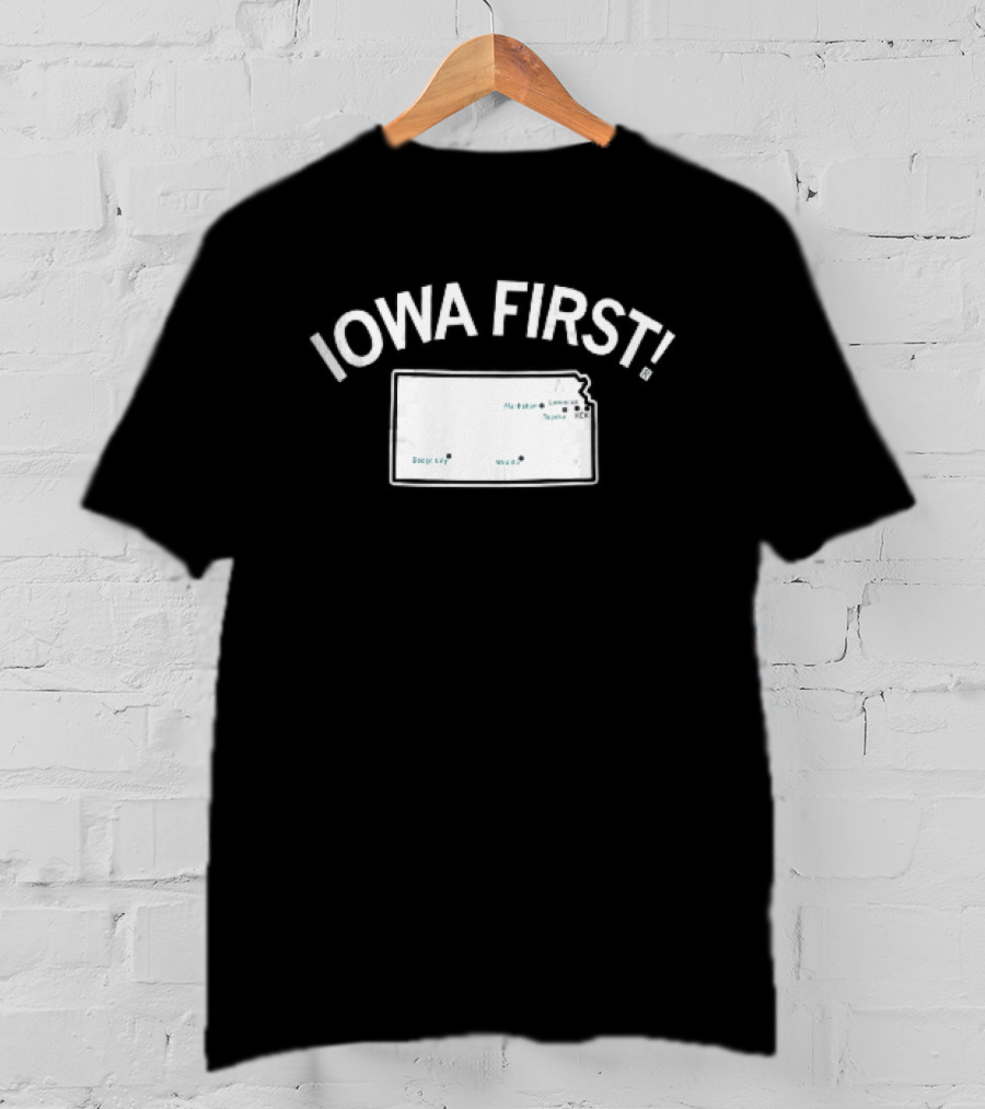 Iowa First Map Ames Newton Des Moines Cities Locations T-Shirt