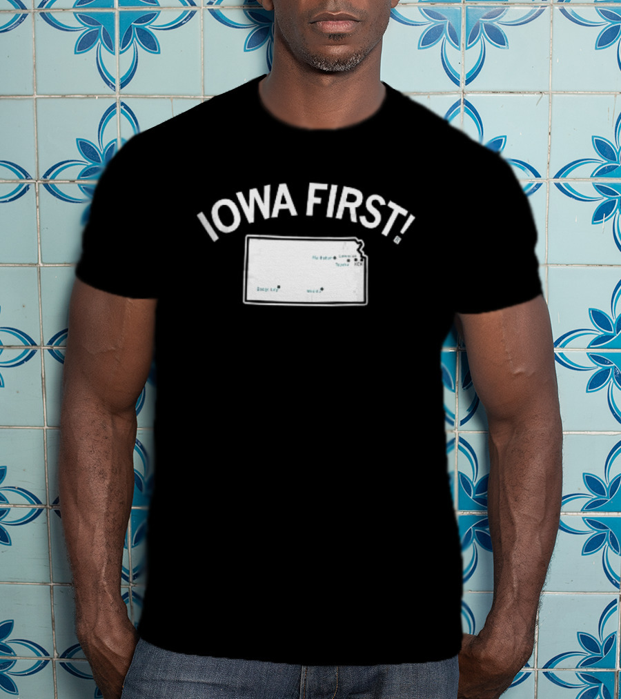 Iowa First Map Ames Newton Des Moines Cities Locations T-Shirt