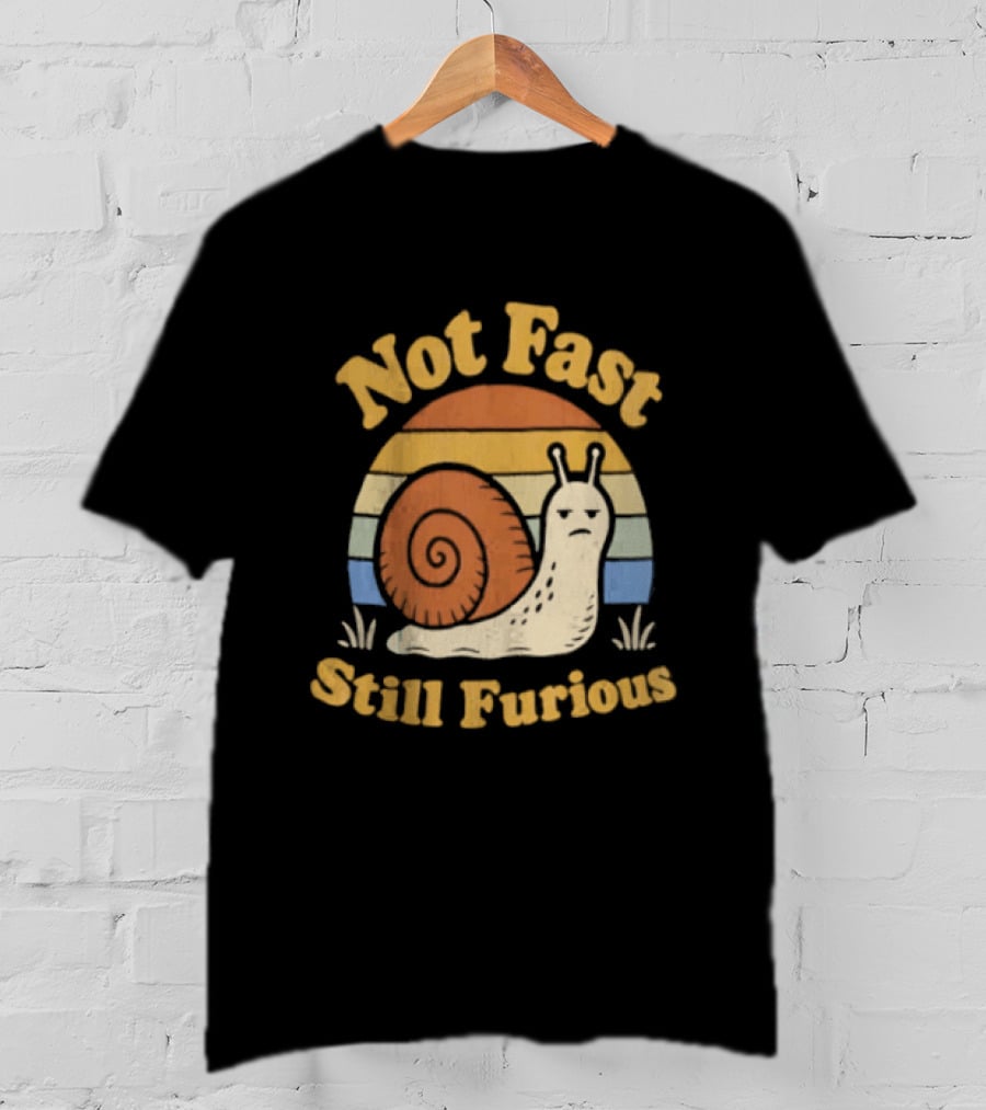 Not Fast Still Furious Vintage Snail Retro Stripes T-Shirt