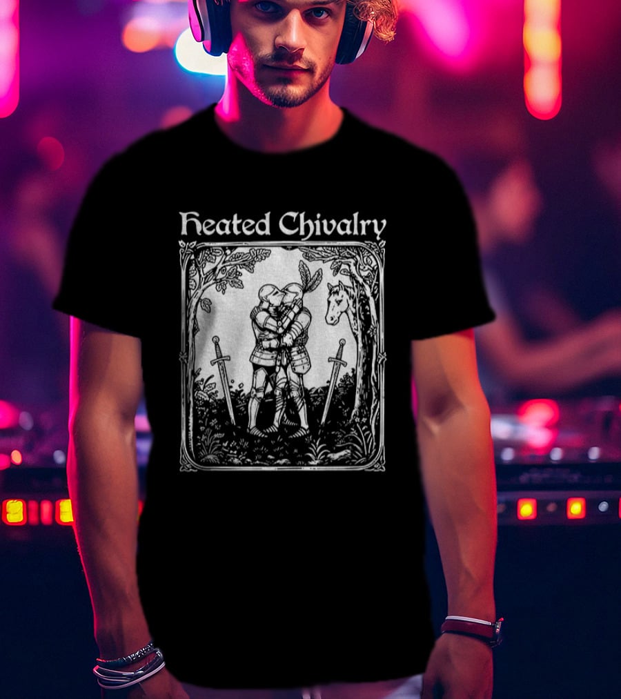 Knights Embrace In Enchanted Forest For Heated Chivalry T-Shirt