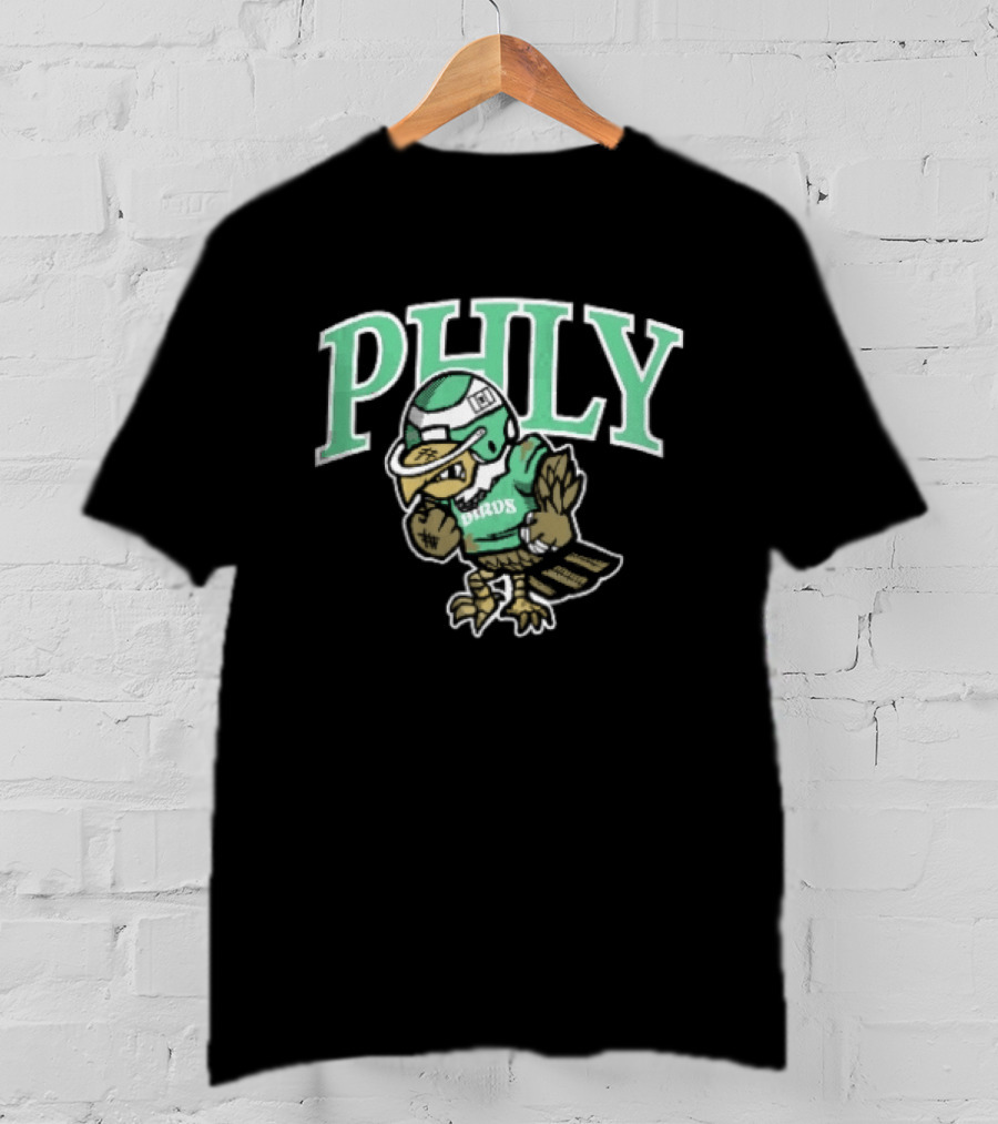 Philadelphia Eagles Phly Birds Cartoon Football Helmet Crewneck T-Shirt