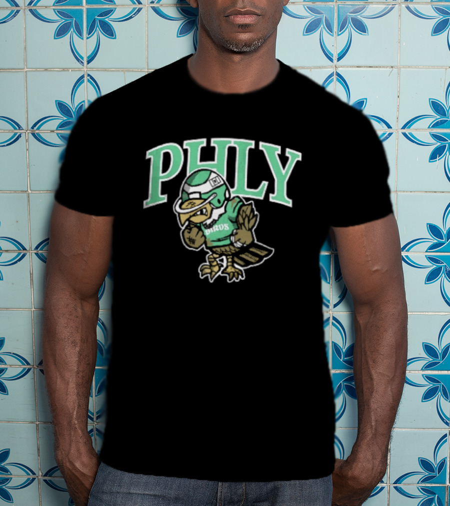 Philadelphia Eagles Phly Birds Cartoon Football Helmet Crewneck T-Shirt