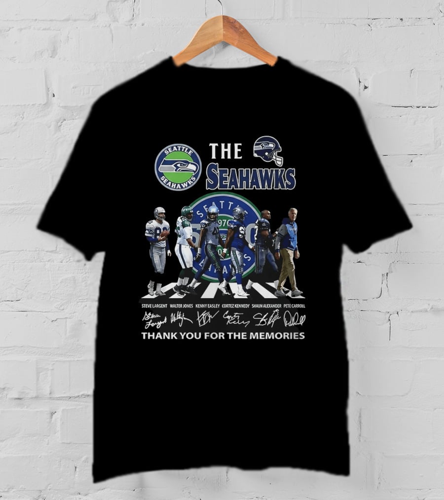 Seattle Seahawks Legends Signatures Walking Abbey Road Thank You For The Memories T-Shirt