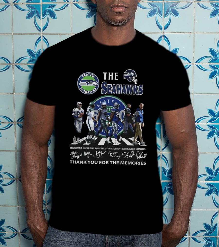 Seattle Seahawks Legends Signatures Walking Abbey Road Thank You For The Memories T-Shirt