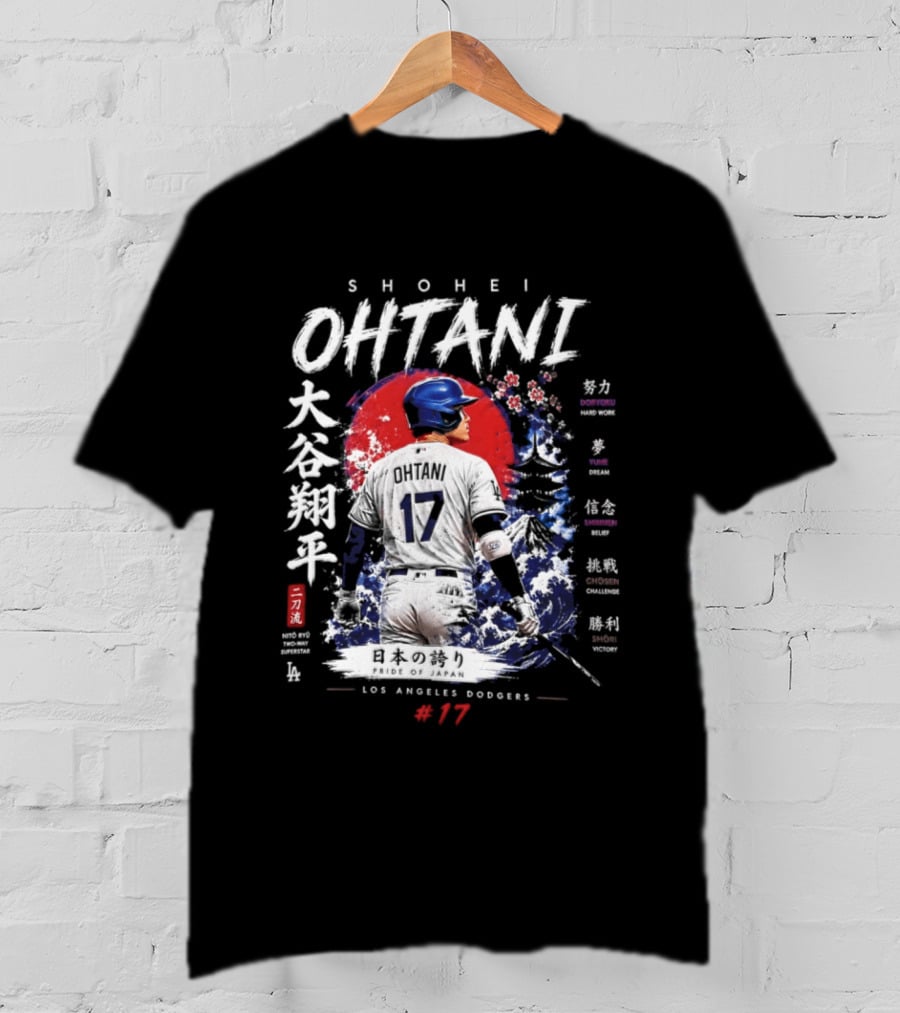 Shohei Ohtani Los Angeles Dodgers Japanese Two Way Player #17 T-Shirt