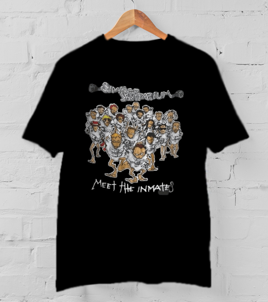 Summer Sanitarium Meet The Inmates Cartoon Caricatures Straitjackets T-Shirt
