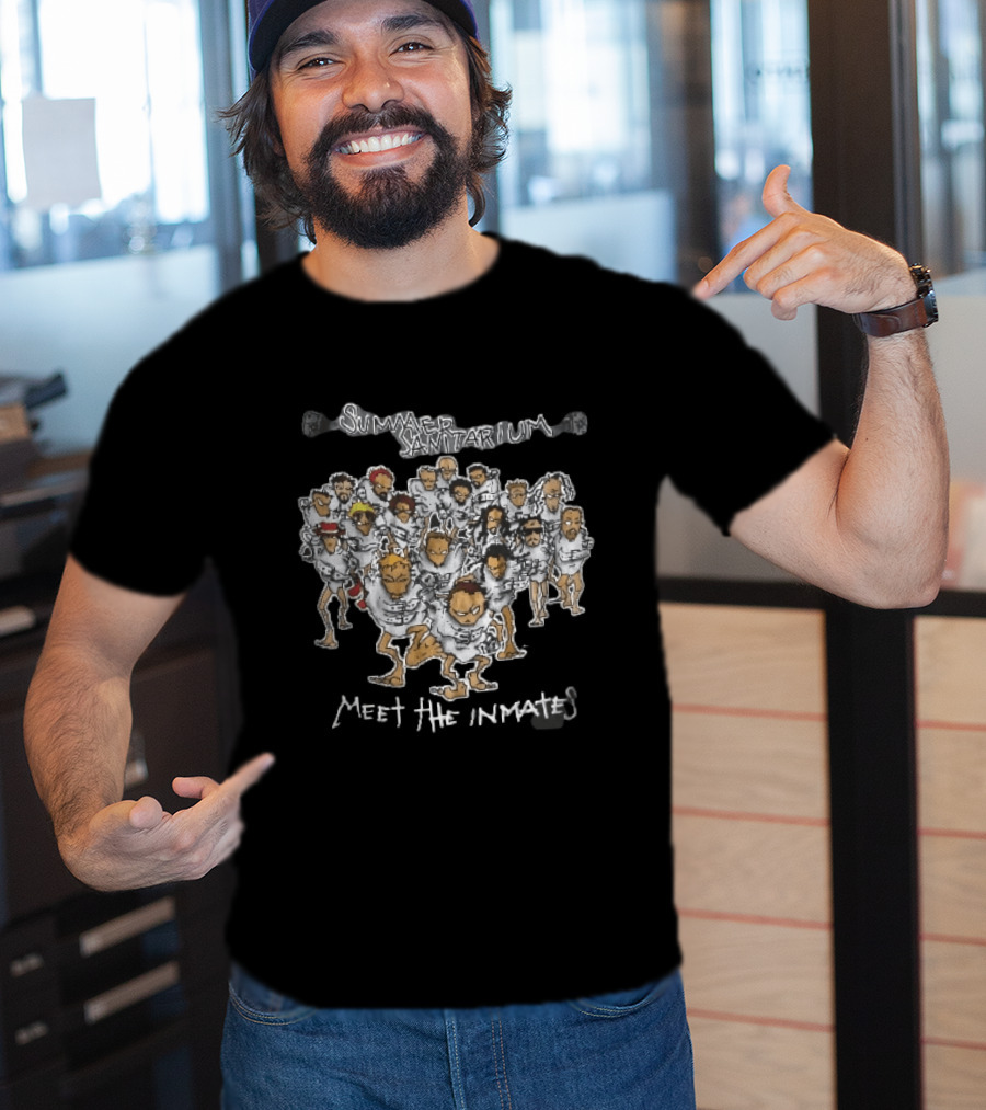 Summer Sanitarium Meet The Inmates Cartoon Caricatures Straitjackets T-Shirt