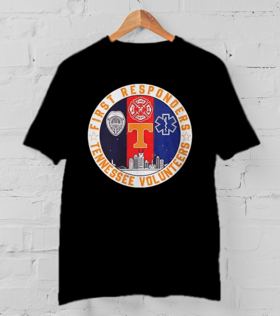 Tennessee Volunteers First Responders Police Fire EMS Skyline T-Shirt