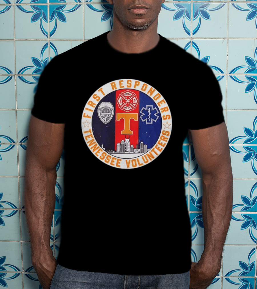Tennessee Volunteers First Responders Police Fire EMS Skyline T-Shirt
