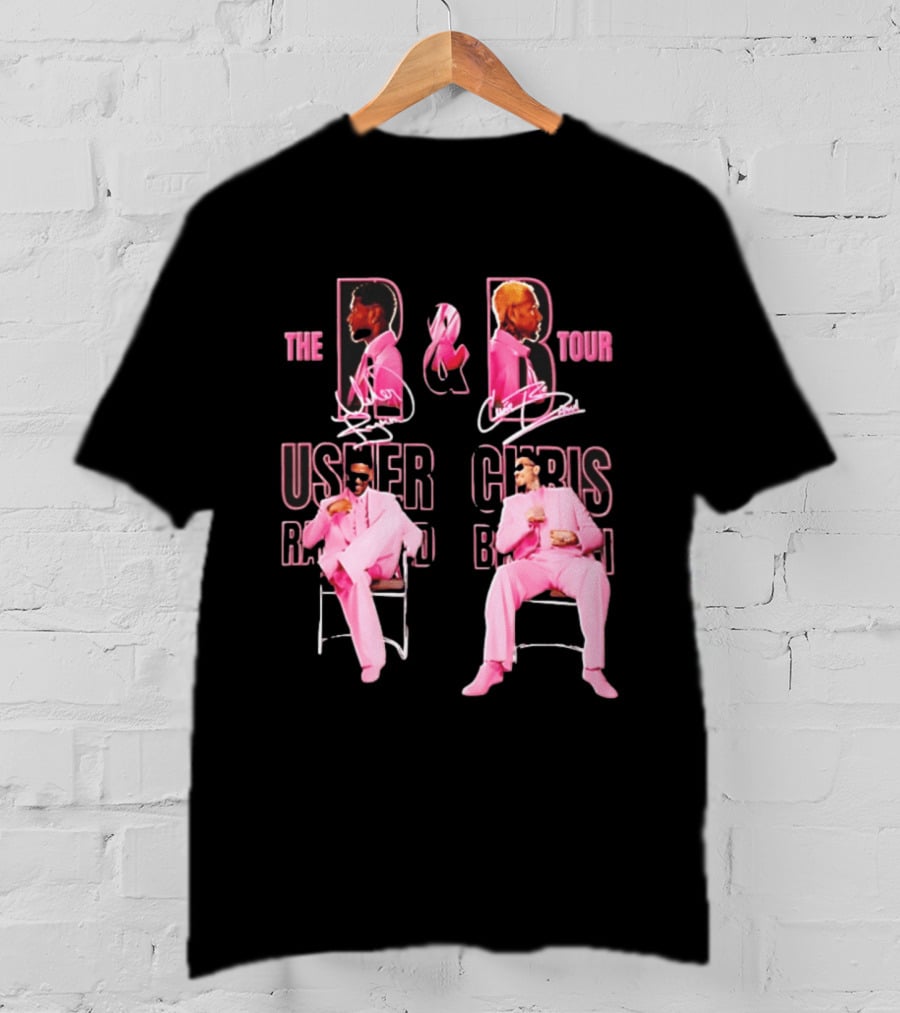The R&B Tour Usher Raymond Chris Brown Pink Suit Concert Collaboration T-Shirt