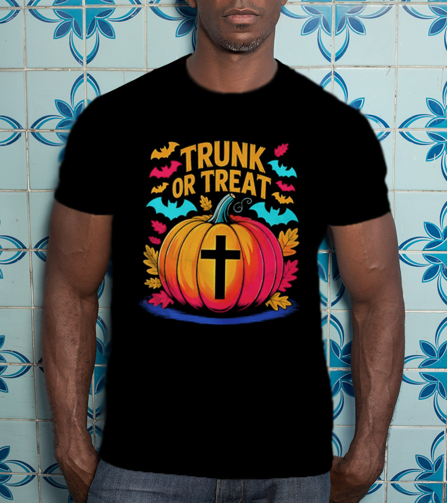 Trunk Or Treat Christian Pumpkin Cross Halloween T-Shirt