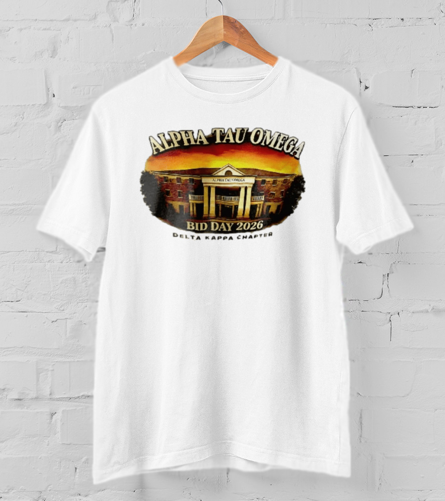 Alpha Tau Omega Fraternity Bid Day 2026 Delta Kappa Chapter House Sunset Sky T-Shirt