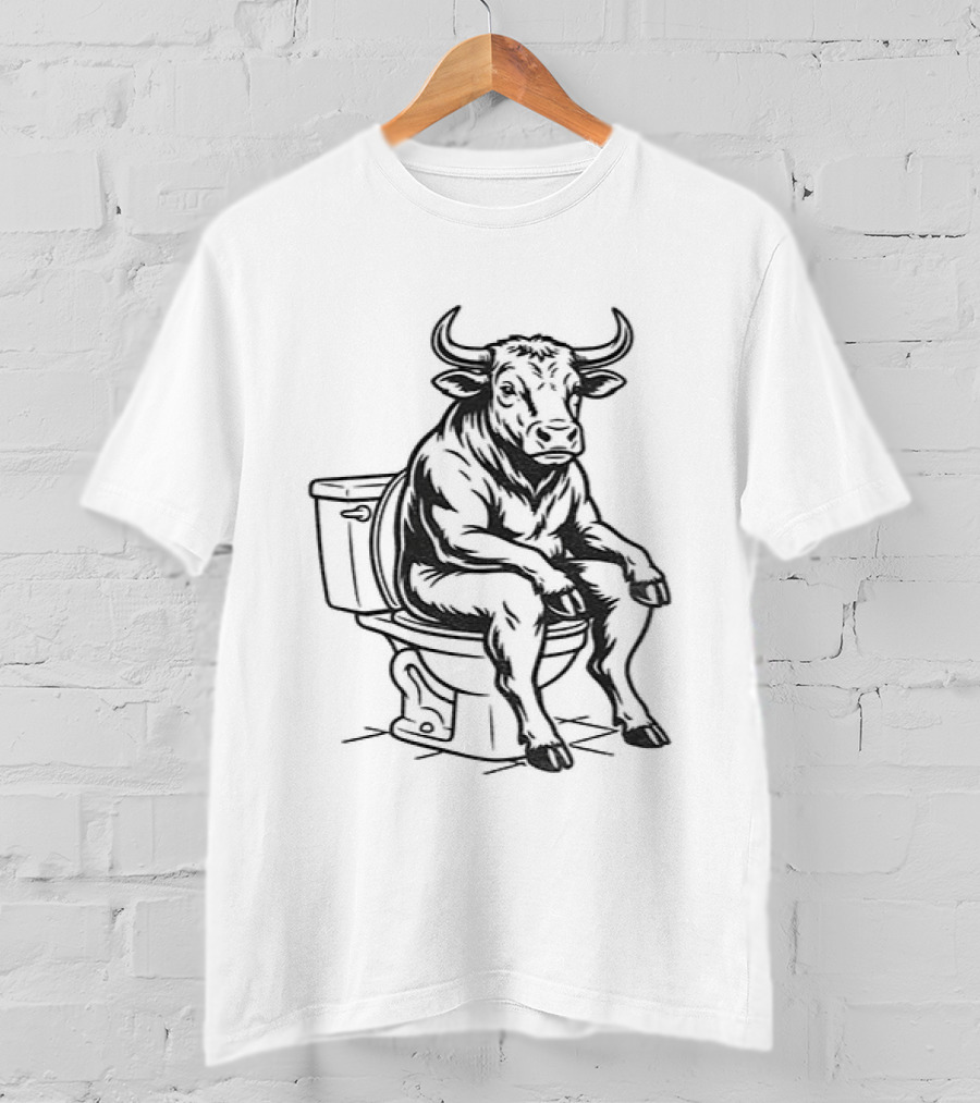 Bull Sitting On Toilet Bullshit Humorous T-Shirt