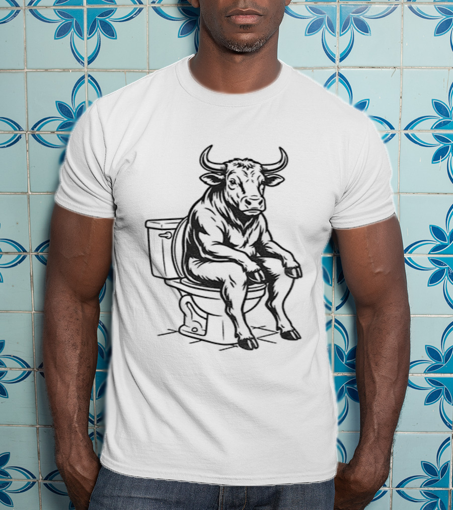 Bull Sitting On Toilet Bullshit Humorous T-Shirt