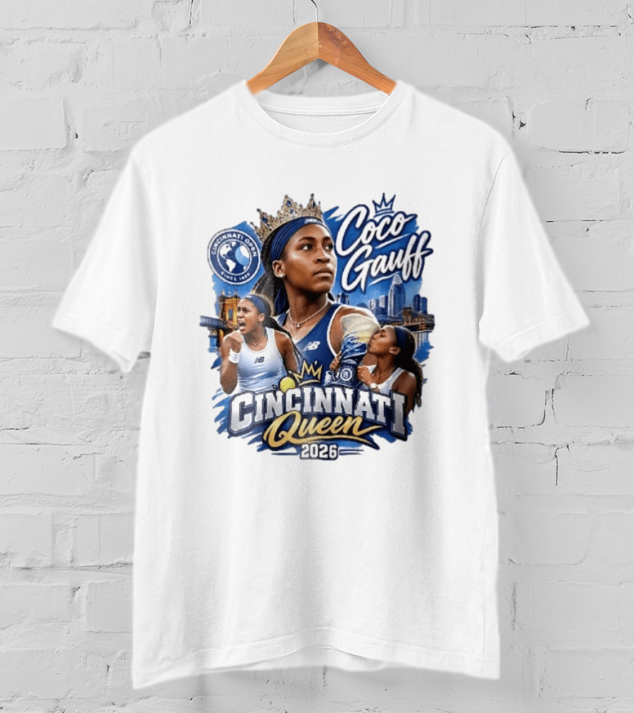 Coco Gauff Cincinnati Queen 2026 Tennis Champion Crowned Skyline T-Shirt