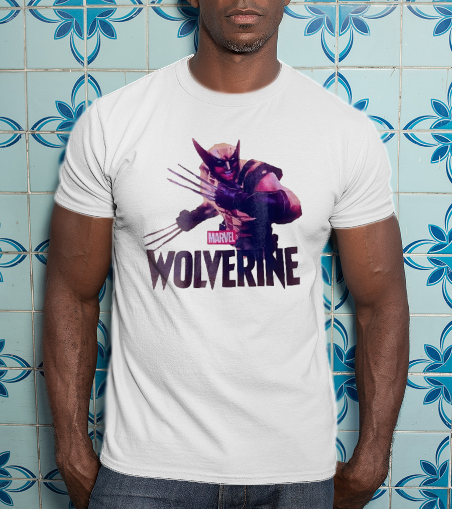 Marvel Wolverine Masked Superhero Claws Extended Purple Glow T-Shirt